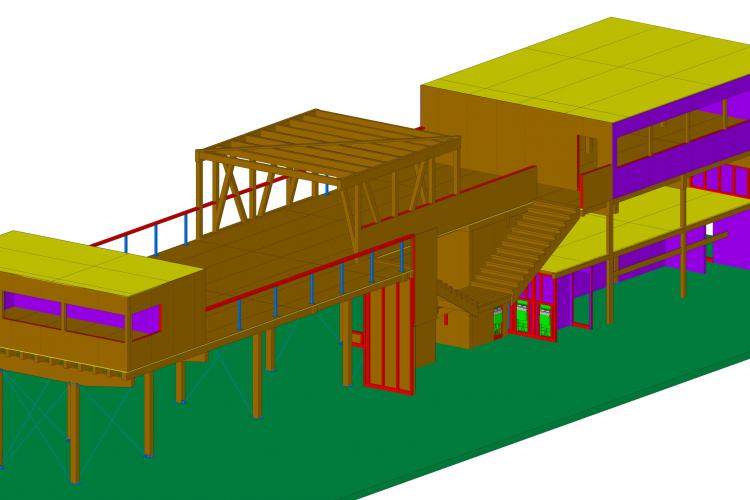 Structure bois pour halle grimpe, Ecublens