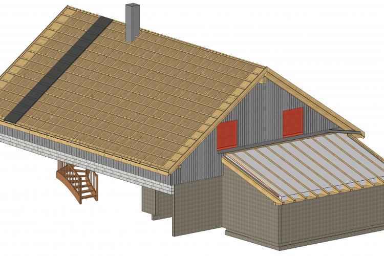 Construction d'une ossature bois sur une maçonnerie existante Raimeux